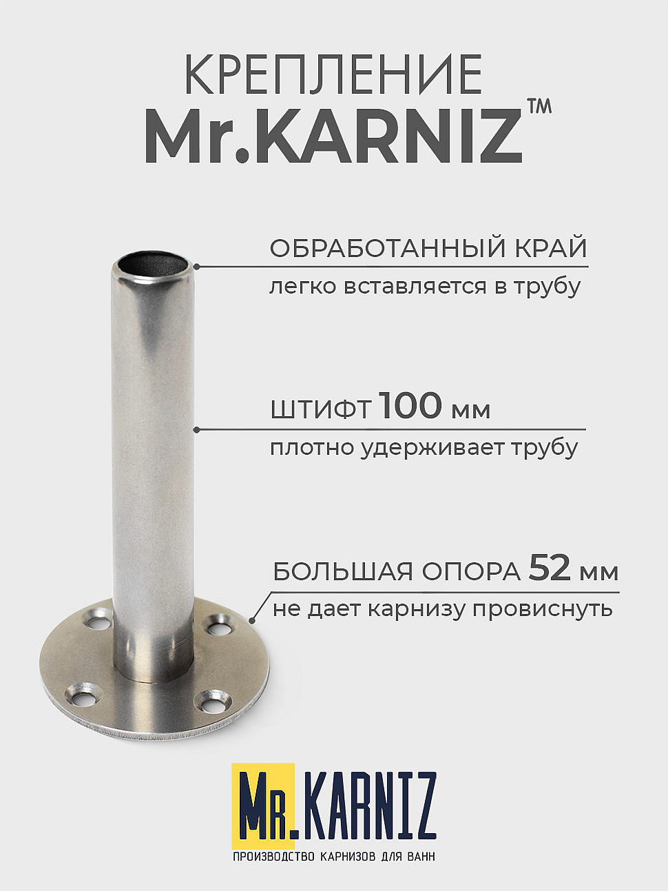 Карниз для душа угловой Трапеция 95х95 Усиленный 20 мм фото 5