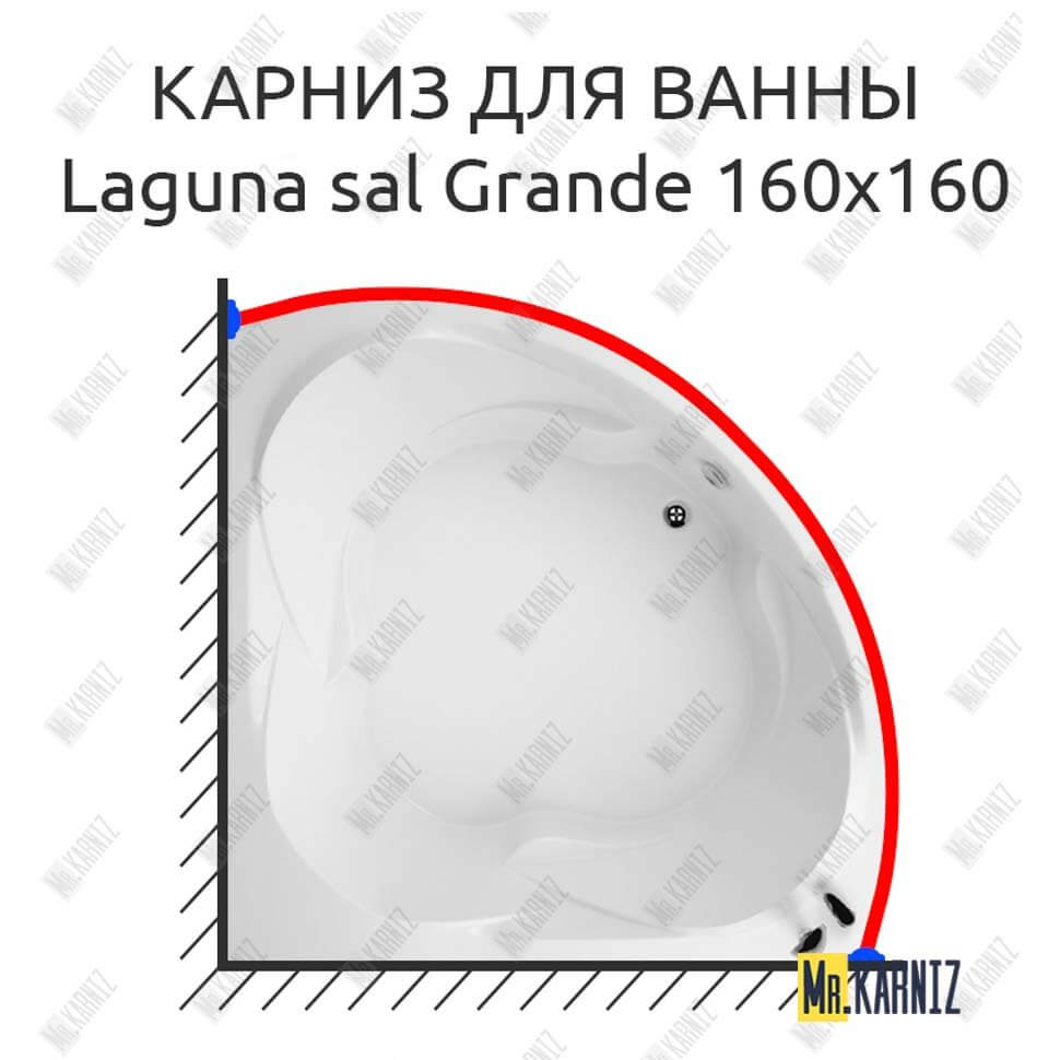 Карниз для ванны Akrilan Laguna sal Grande 160х160 Усиленный 25 мм MrKARNIZ