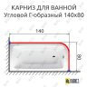 Карниз для ванной Угловой Г образный 140х80 Усиленный 25 мм MrKARNIZ фото 2