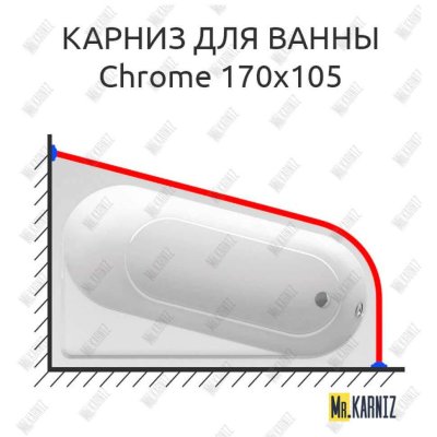 Карниз для ванны Ravak Chrome 170х105 Усиленный 20 мм MrKARNIZ
