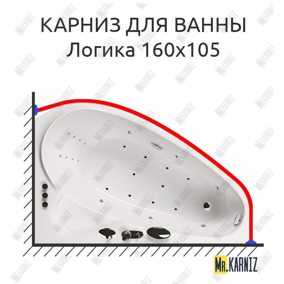Карниз для ванны Aquatika Логика 160х105 Усиленный 25 мм MrKARNIZ