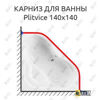 Карниз для ванны Cezares Plitvice 140х140 Усиленный 25 мм MrKARNIZ