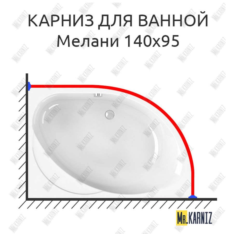 Карниз для ванной Vannesa Мелани 140х95 Усиленный 25 мм MrKARNIZ