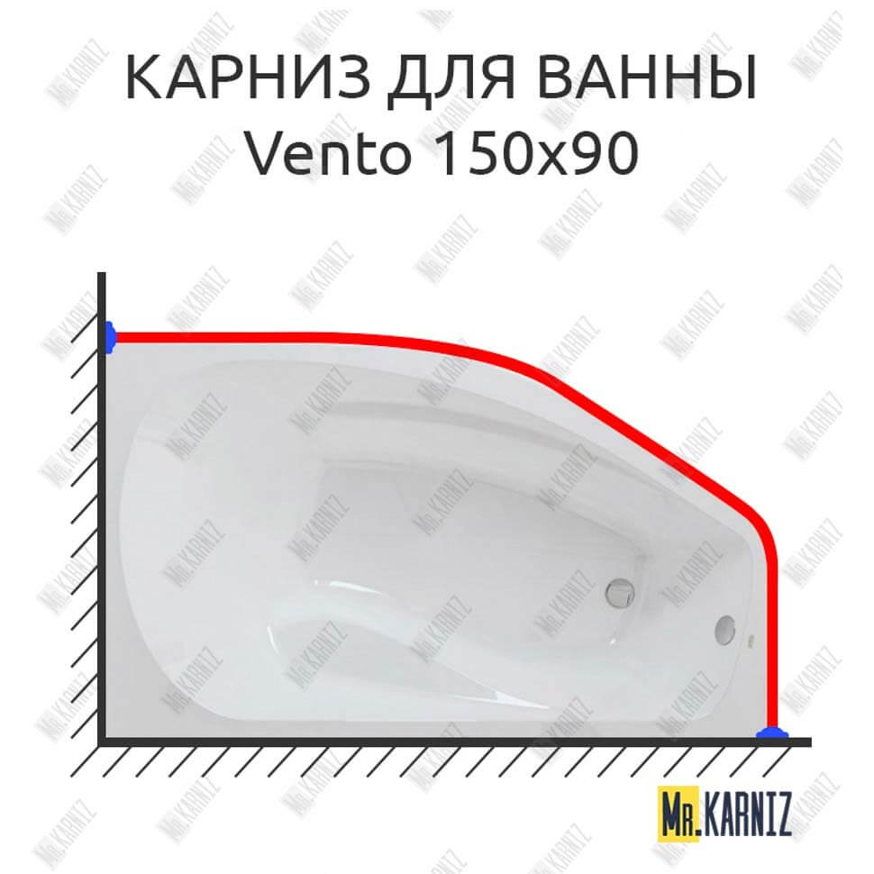 Карниз для ванны Polla Vento 150х90 Усиленный 25 мм MrKARNIZ